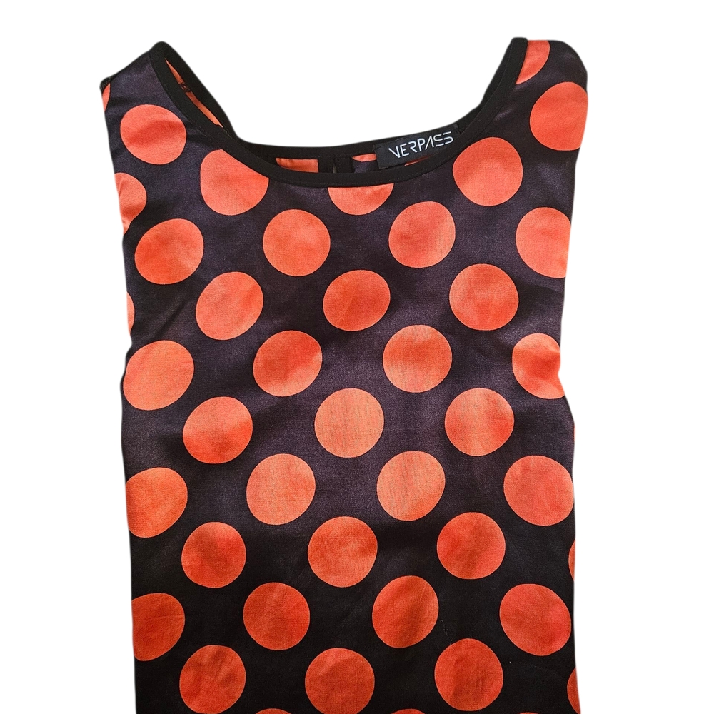 Verpass Black Tank Top with Orange Polka Dots